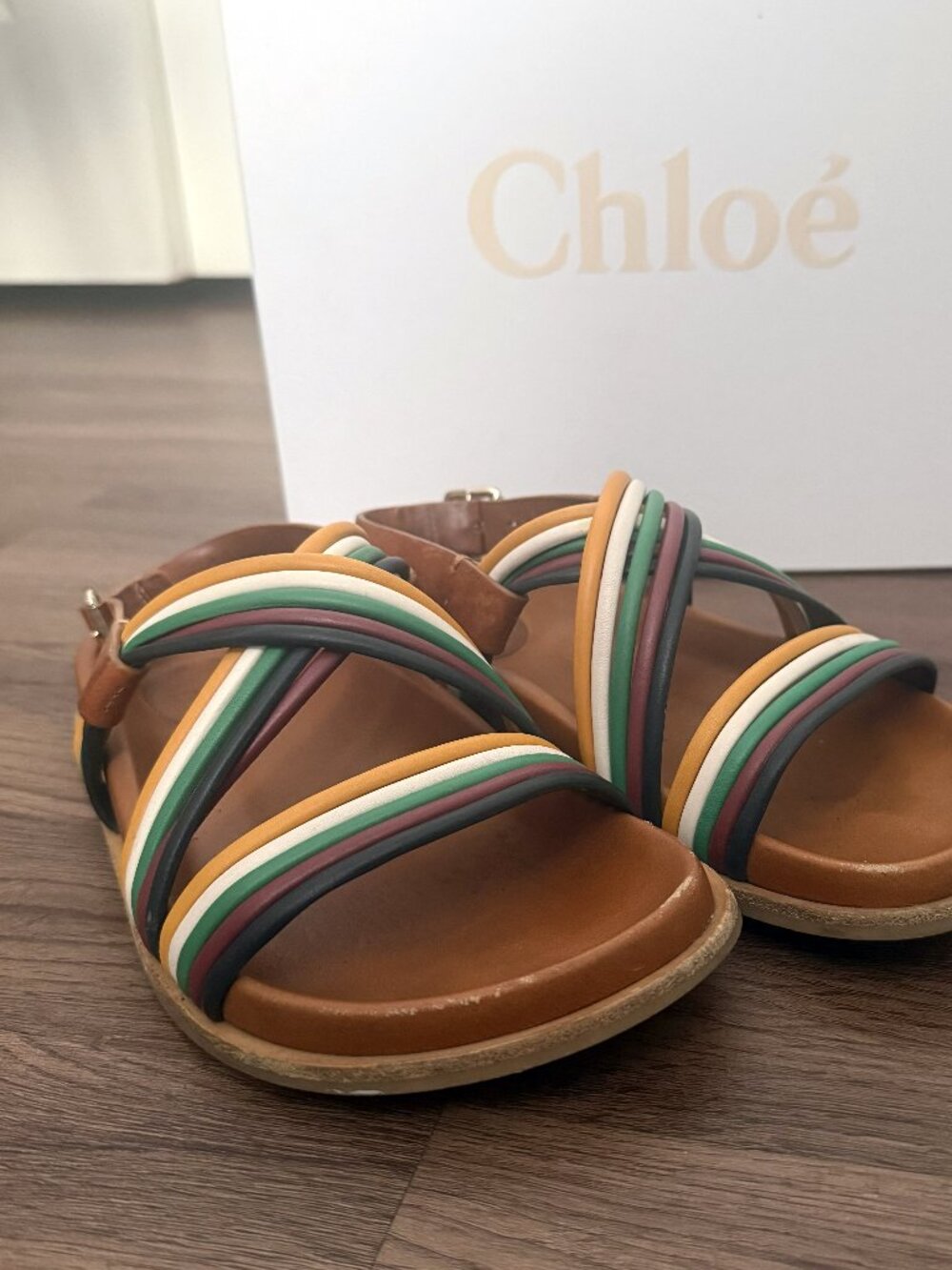 Chloe Kacey Leather Slingback Strappy Sandals Size 37